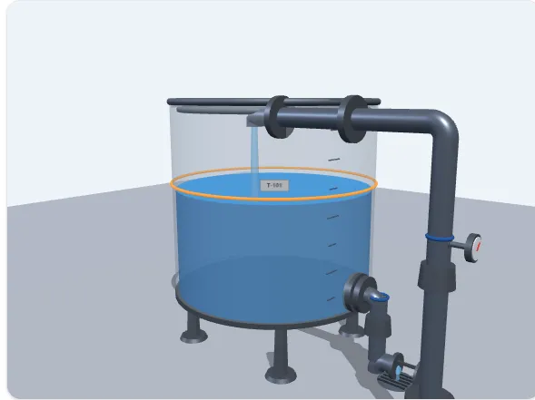 PID Kontrol Simülatörü — 3D tank sahnesi ve seviye